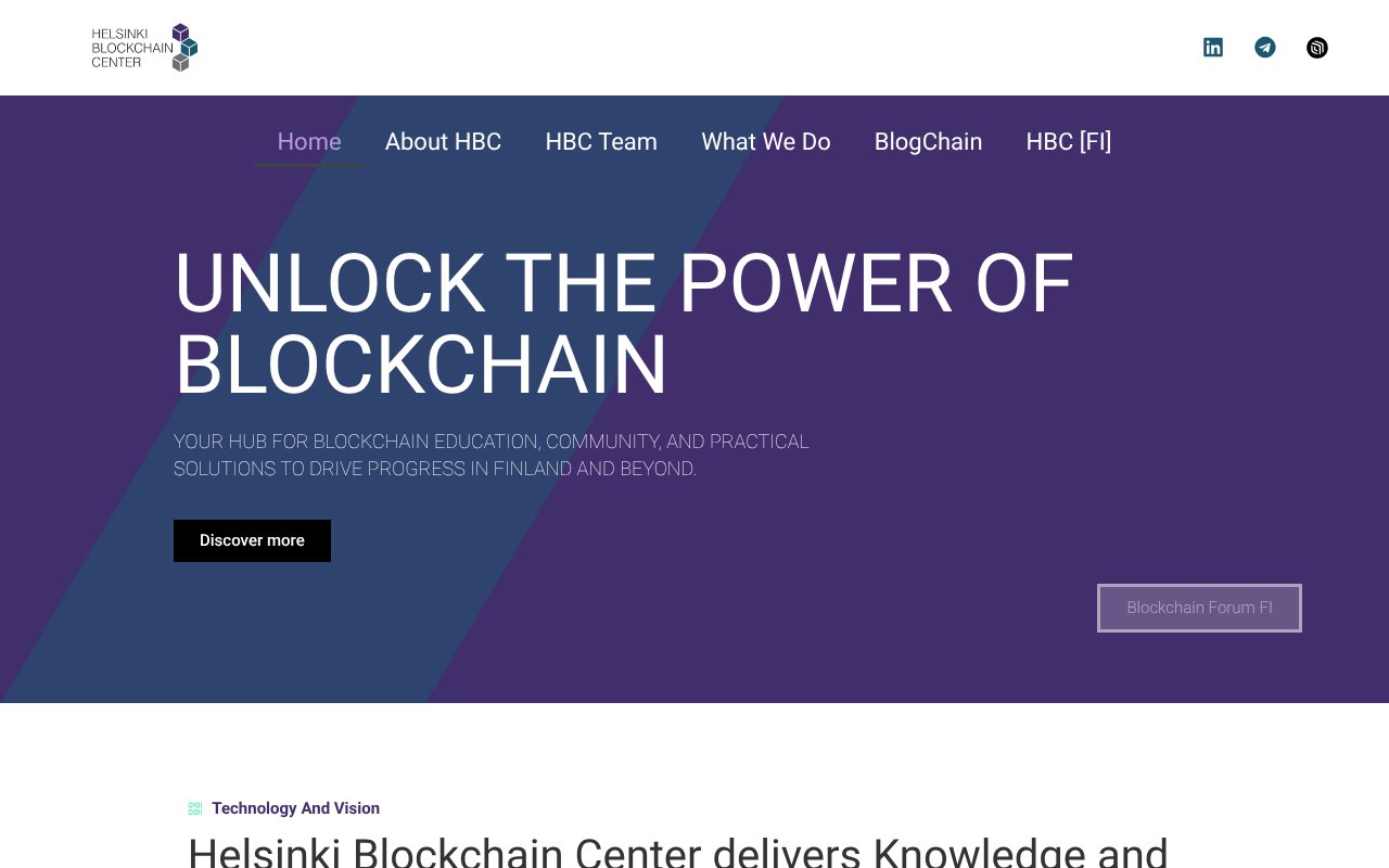 Screenshot of helsinkiblockchaincenter.com