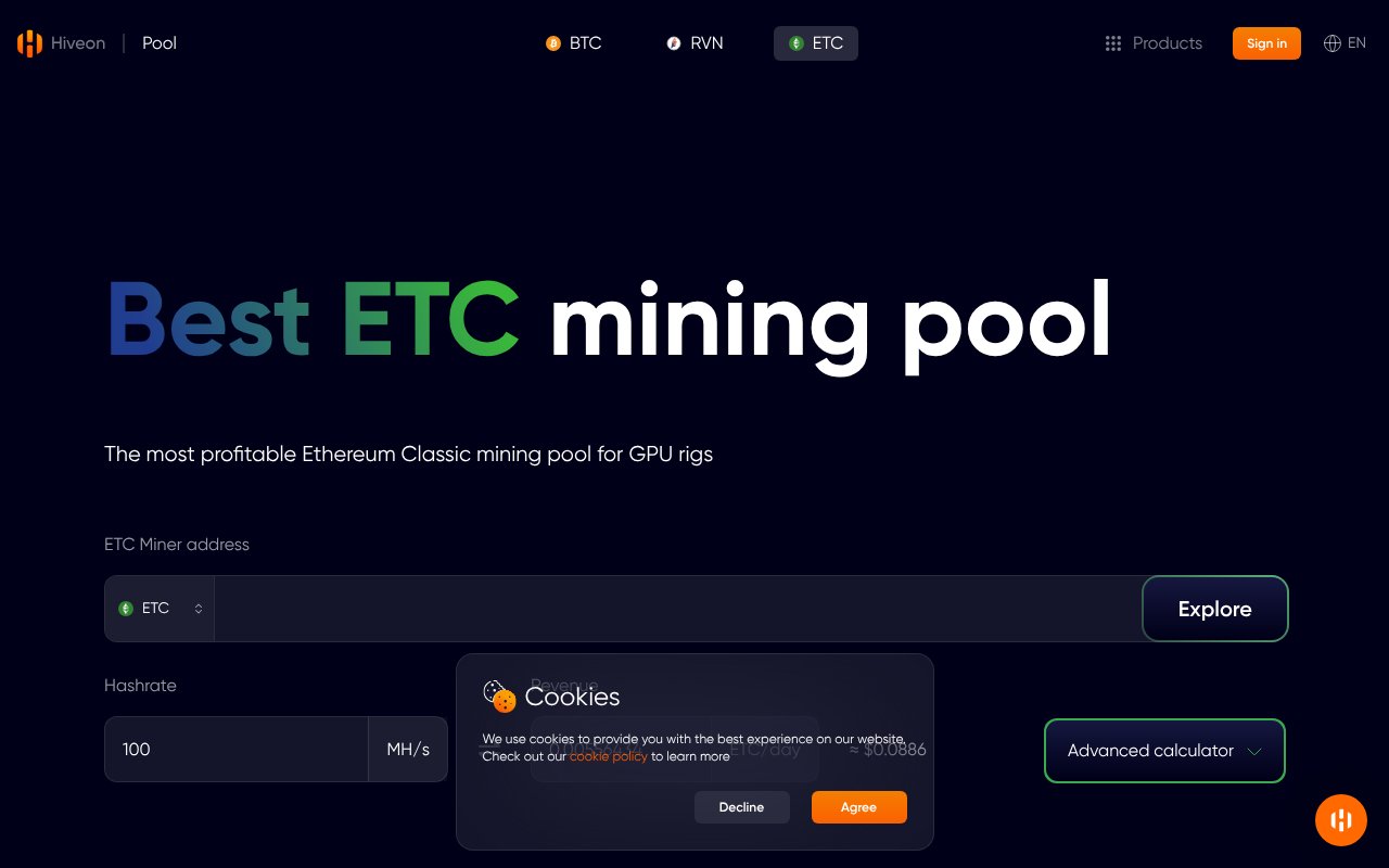 Screenshot of hiveon.net