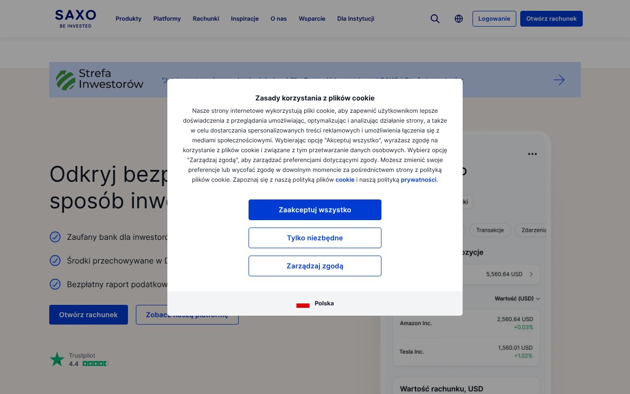 Screenshot of home.saxo