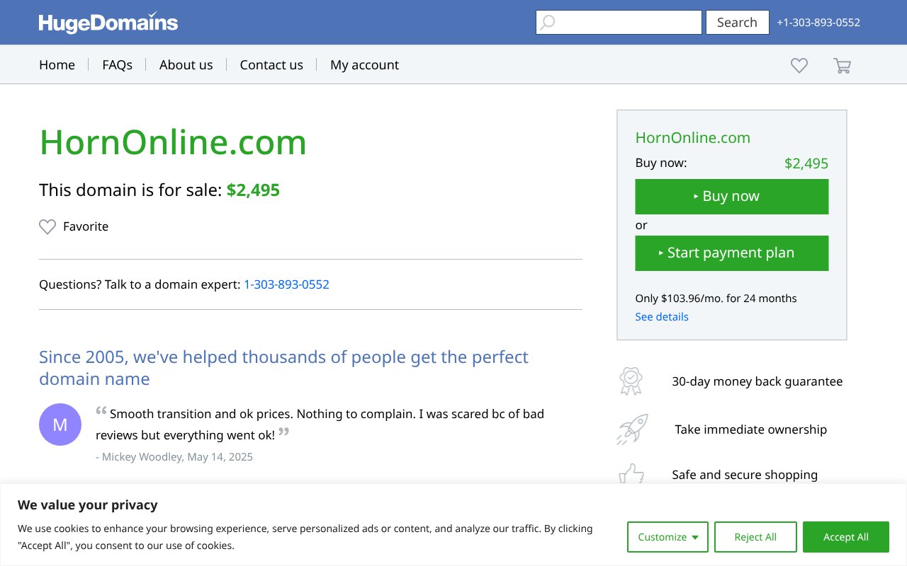 Screenshot of hornonline.com