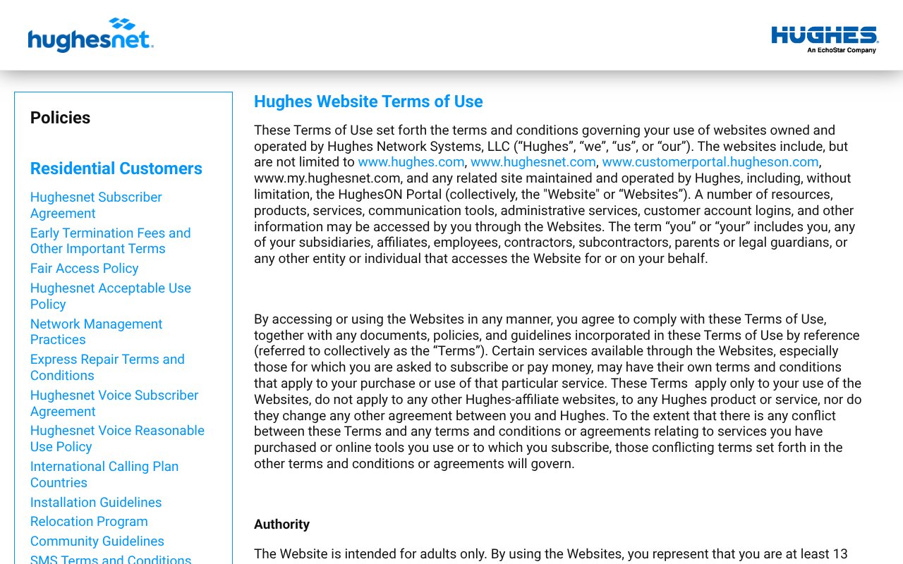 Screenshot of hughesnet.com