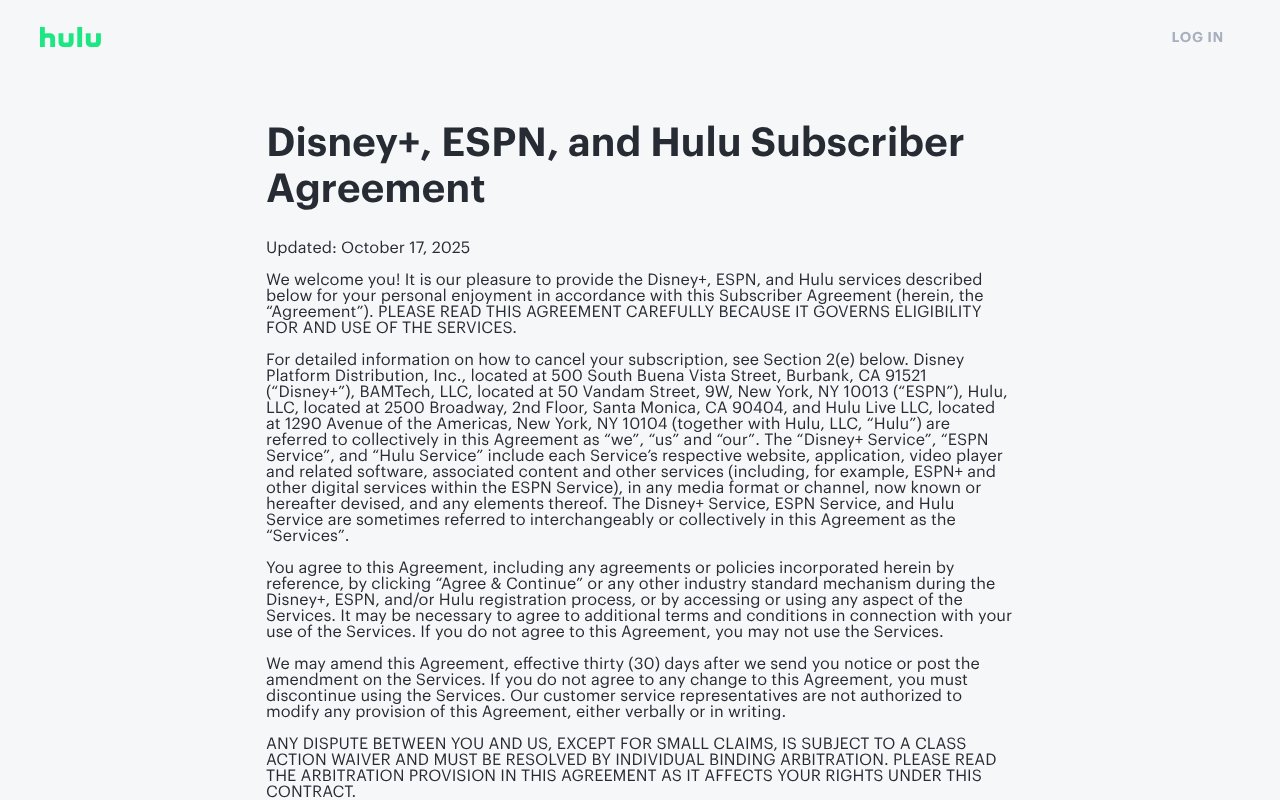 Screenshot of hulu.com