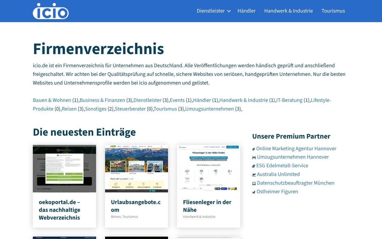 Screenshot of icio.de