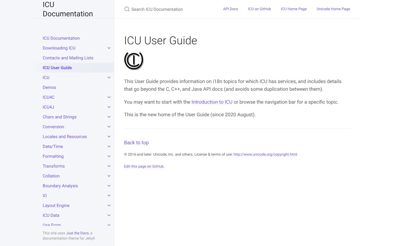 Screenshot of icu-project.org
