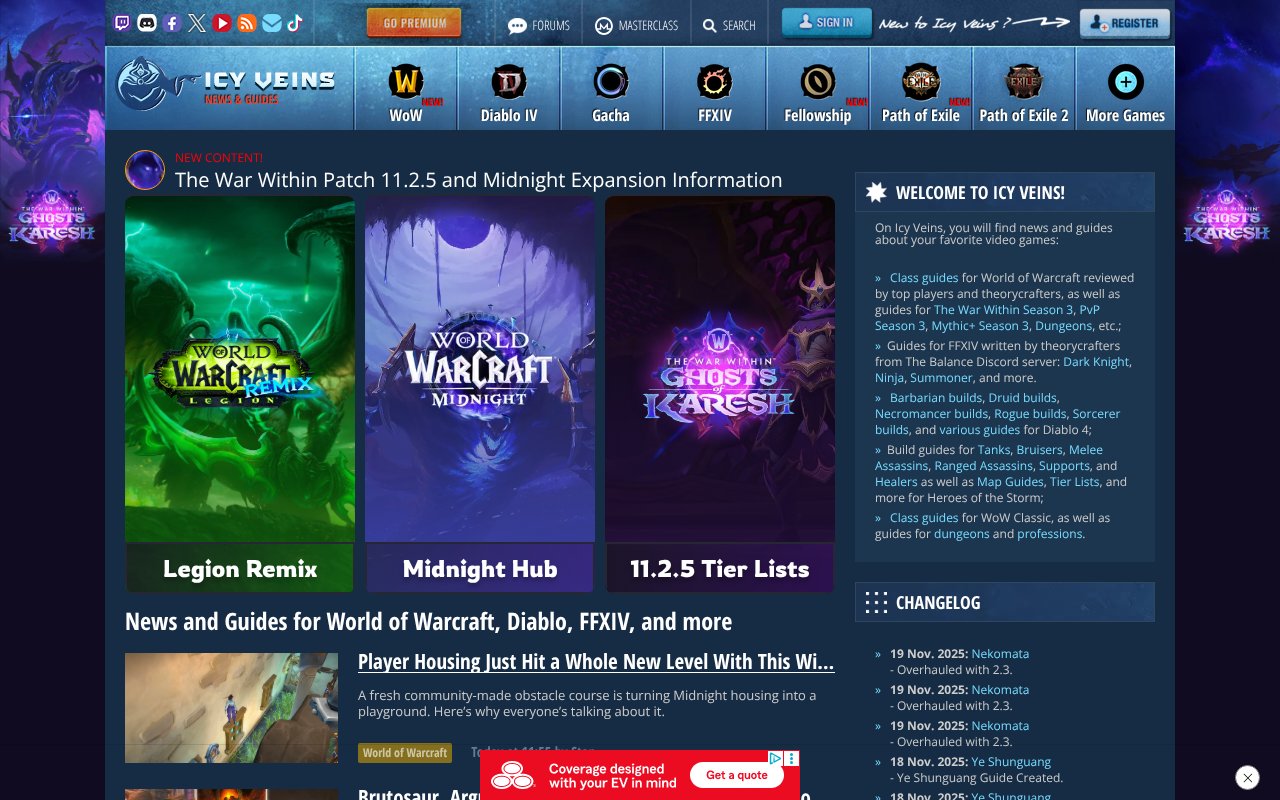 Screenshot of icy-veins.com