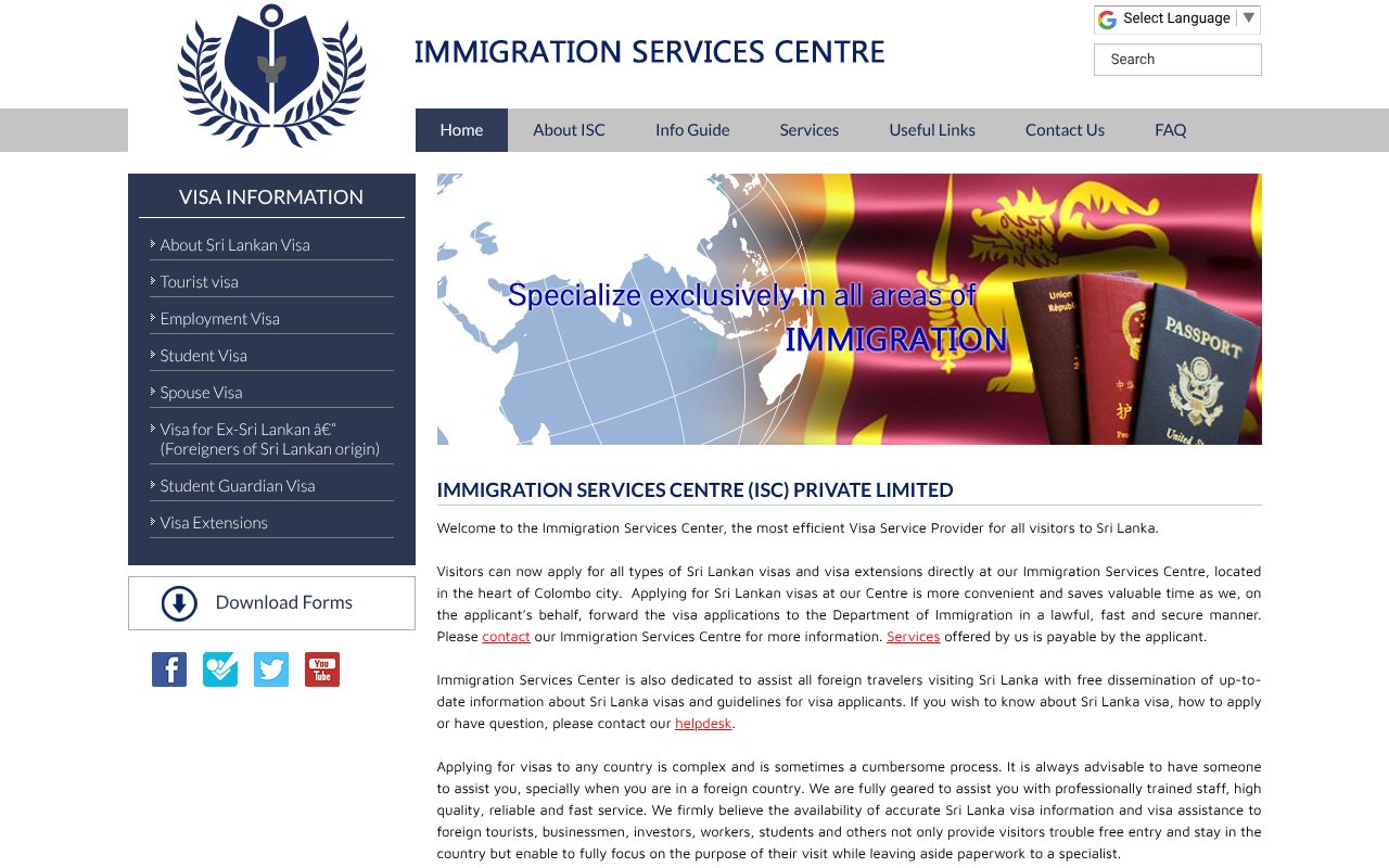 Screenshot of immigrationlanka.com