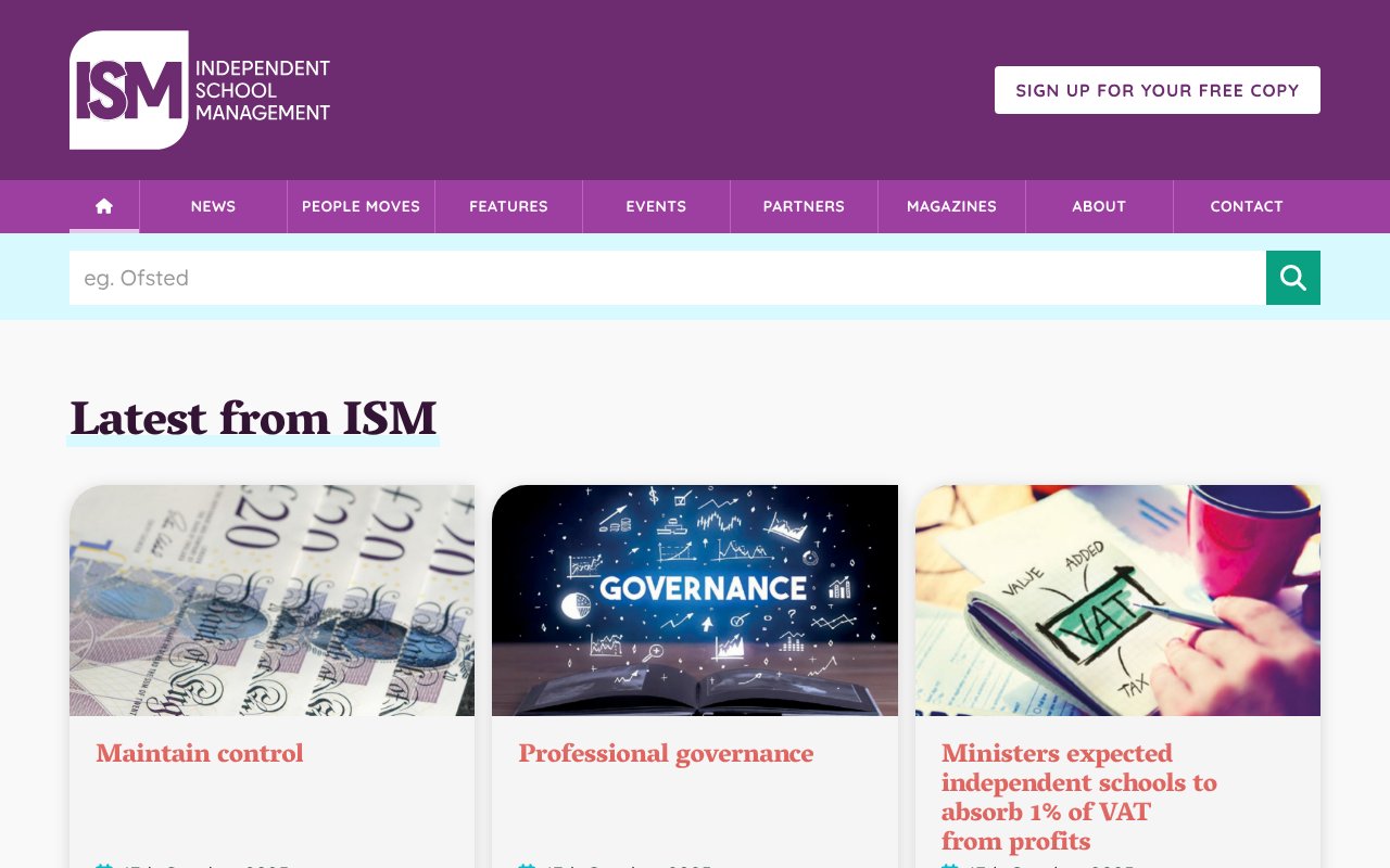 Screenshot of independentschoolmanagement.co.uk