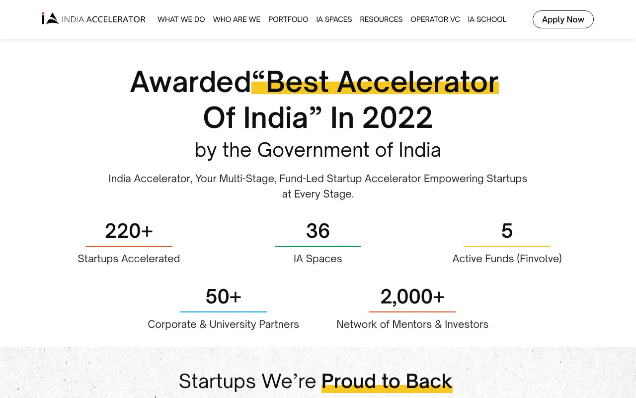 Screenshot of indiaaccelerator.co