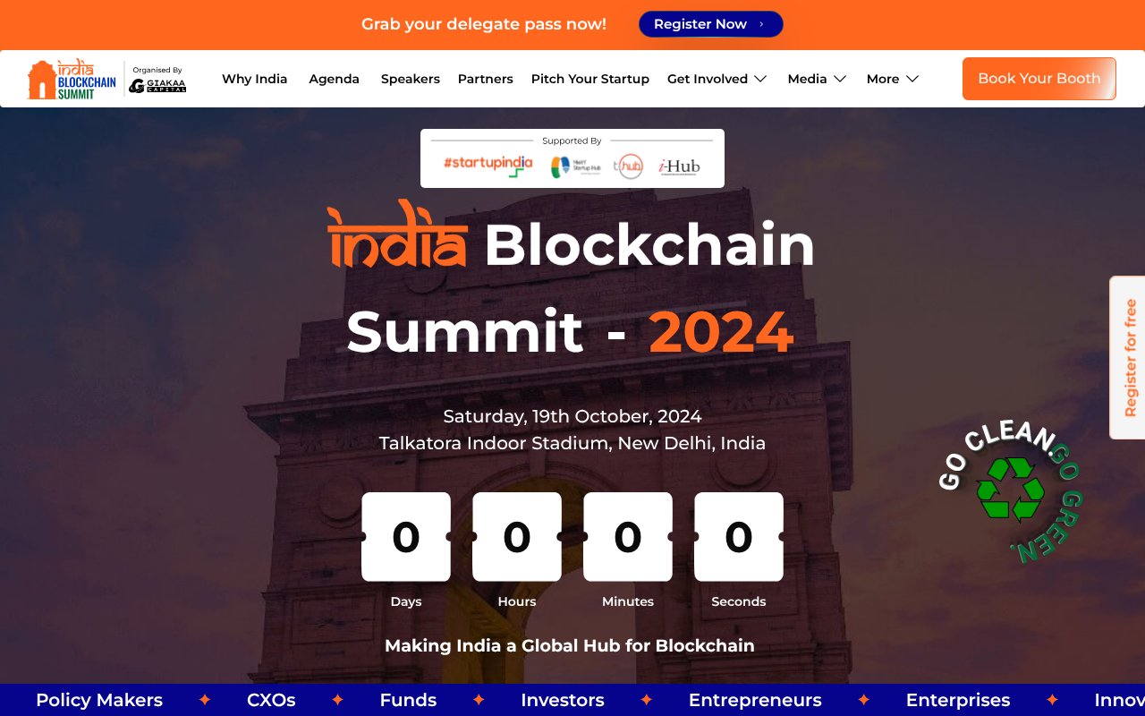 Screenshot of indiablockchainsummit.in