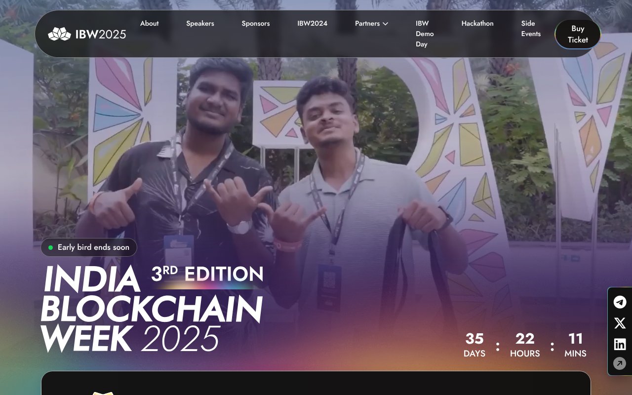 Screenshot of indiablockchainweek.com