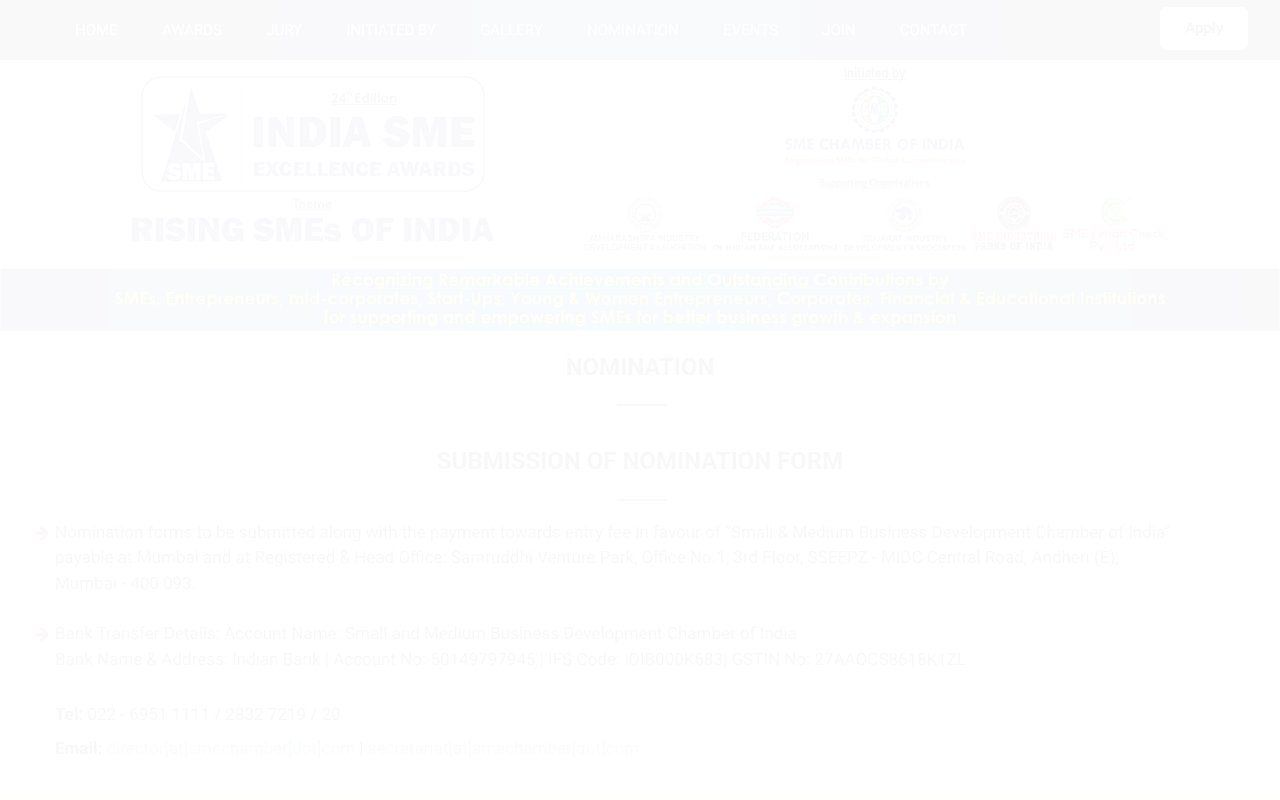 Screenshot of indiasmeawards.com