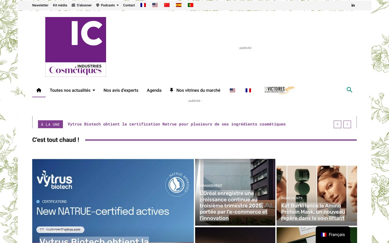 Screenshot of industries-cosmetiques.fr