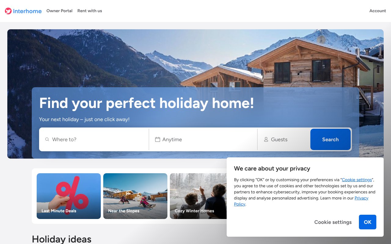 Screenshot of interhome.co.uk