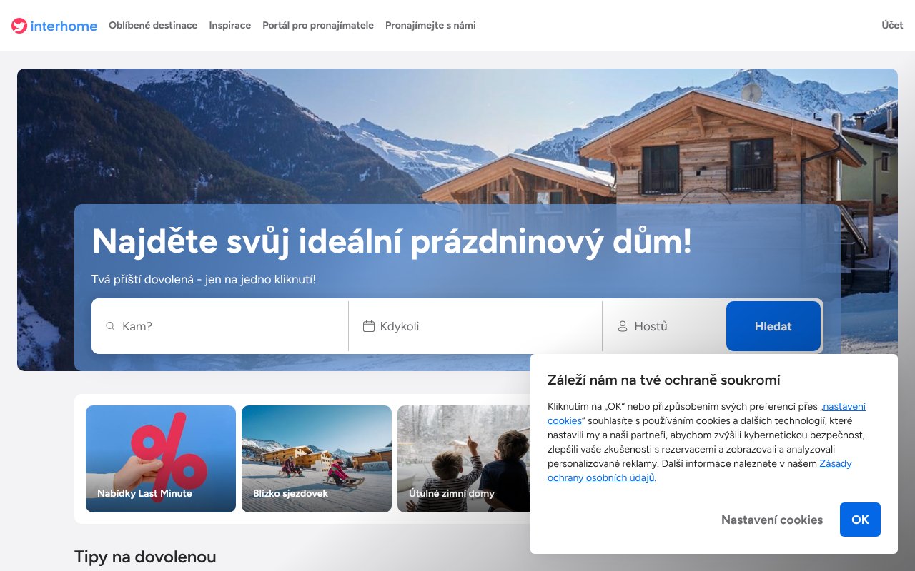 Screenshot of interhome.cz