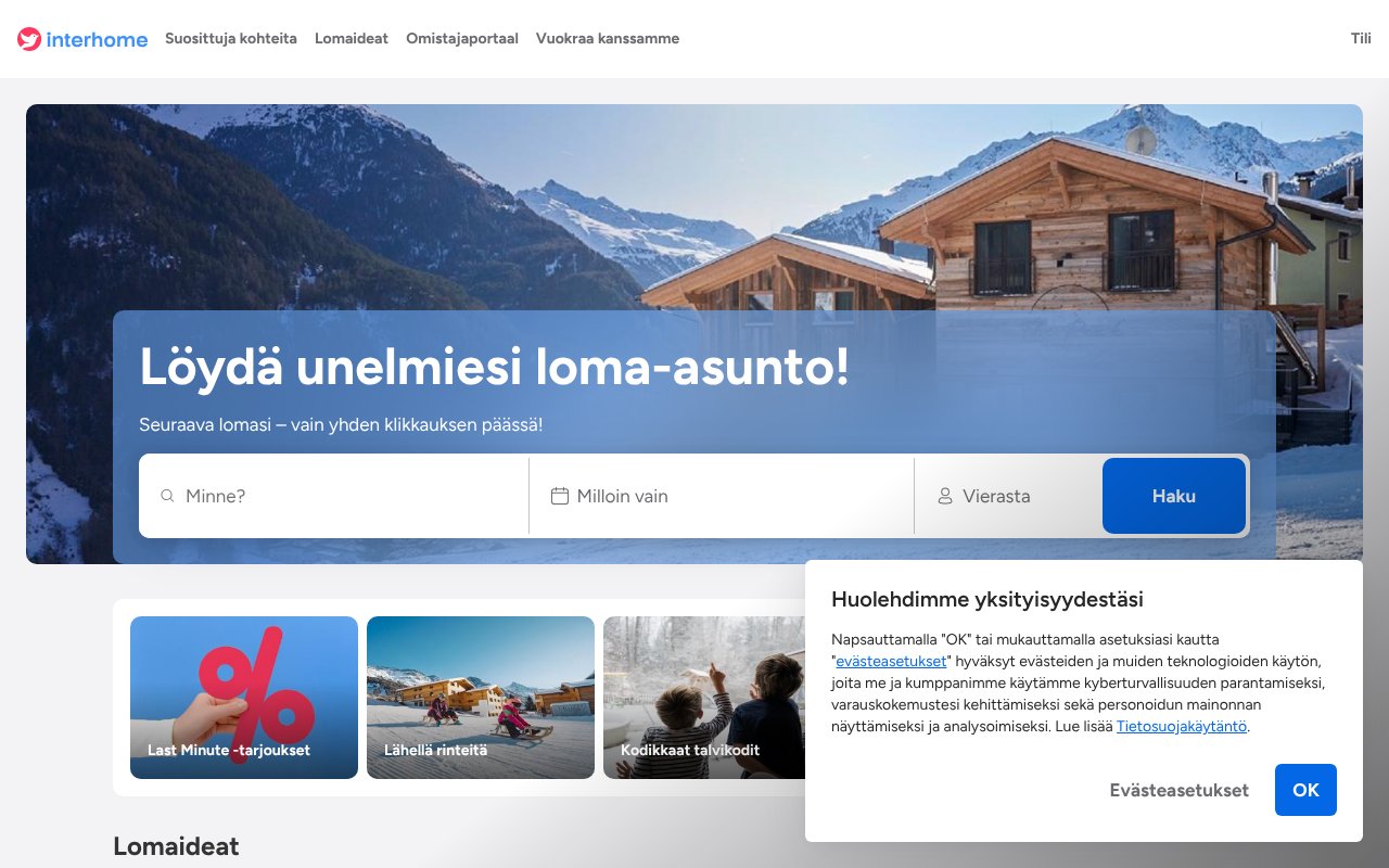 Screenshot of interhome.fi