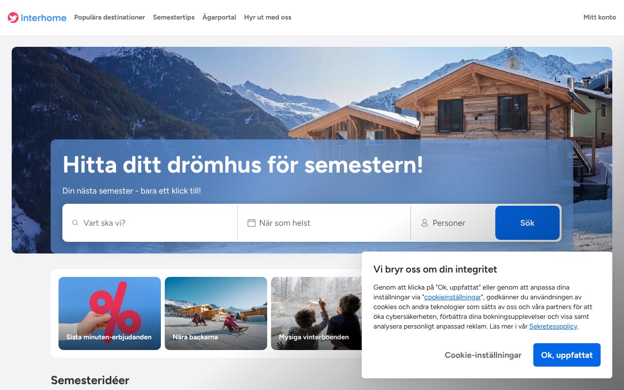 Screenshot of interhome.se