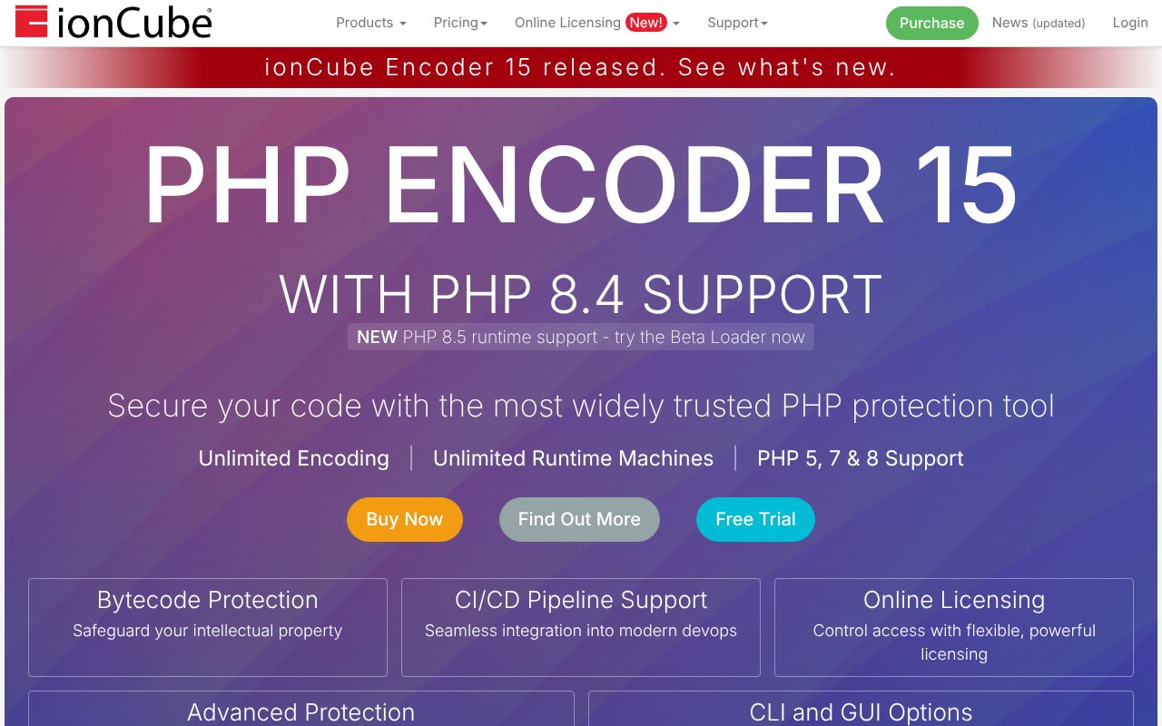 Screenshot of ioncube.com