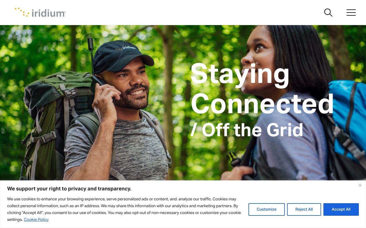 Screenshot of iridium.com