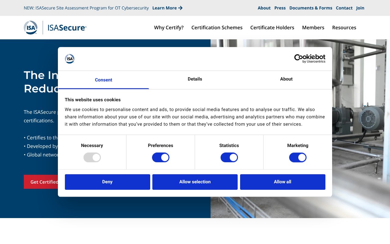 Screenshot of isasecure.org