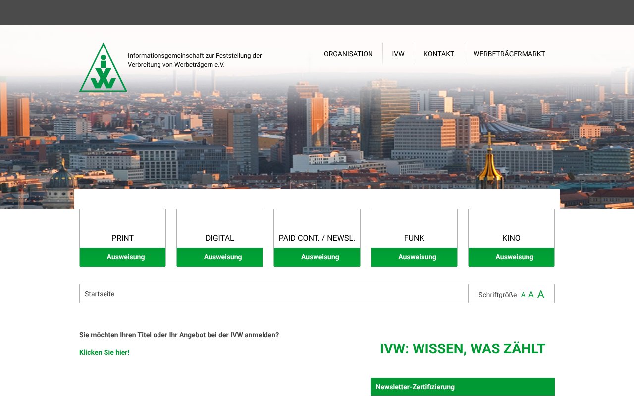 Screenshot of ivw.eu
