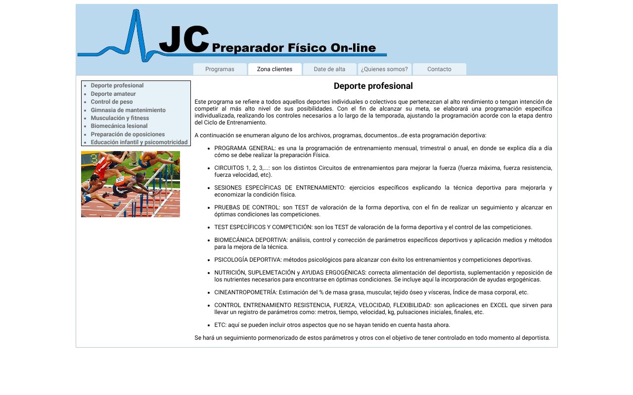 Screenshot of jcpreparadorfisico.com