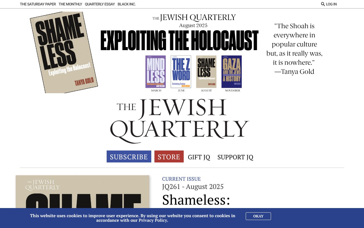 Screenshot of jewishquarterly.com