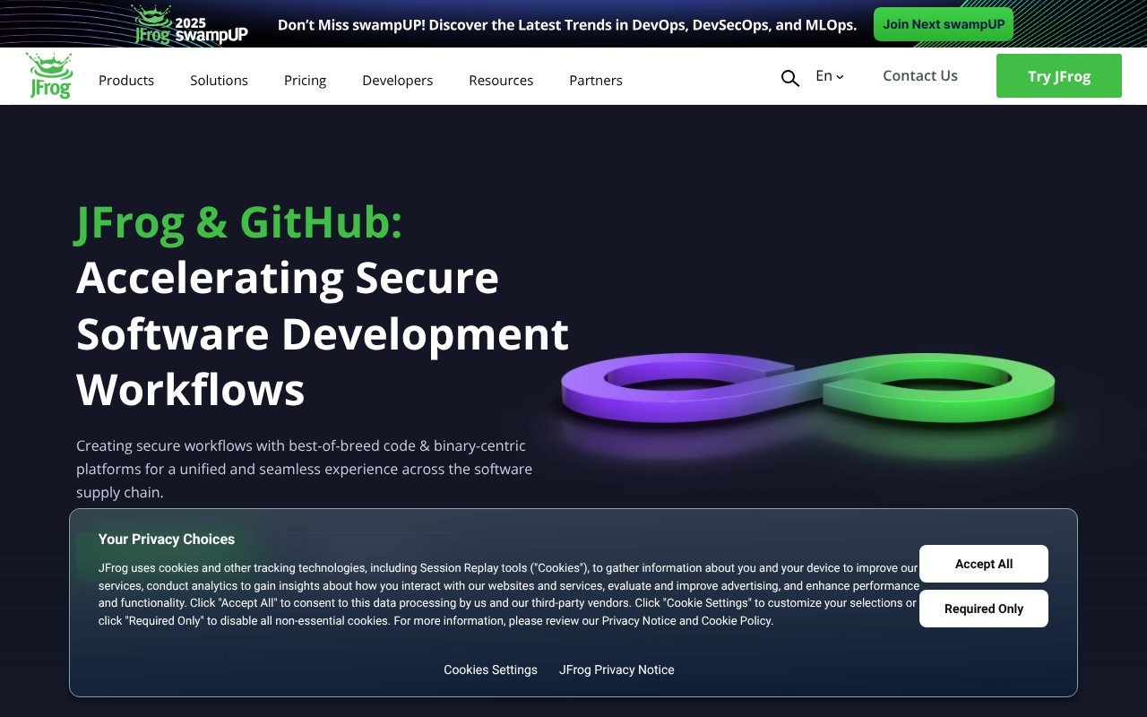 Screenshot of jfrog.com