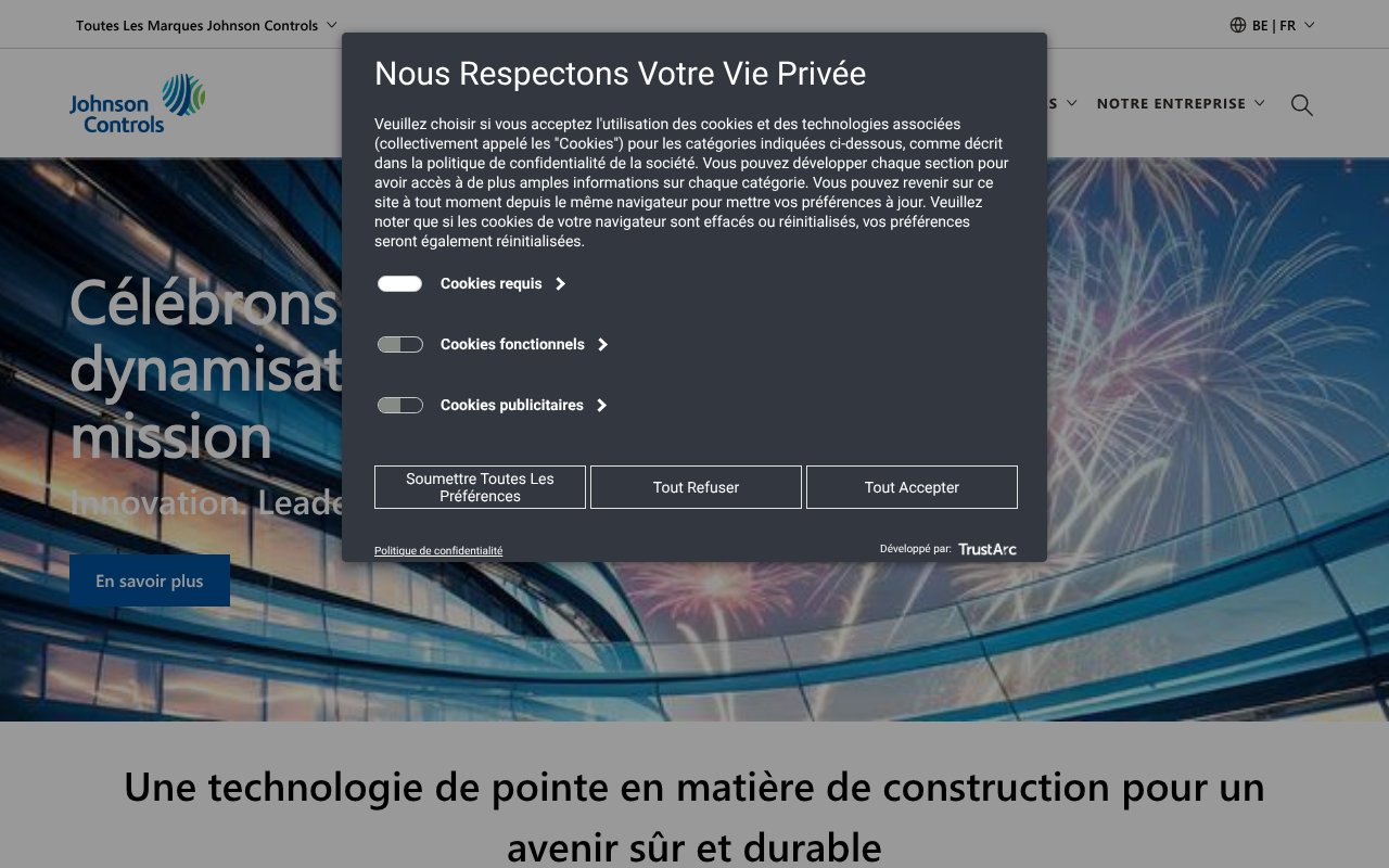 Screenshot of johnsoncontrols.be