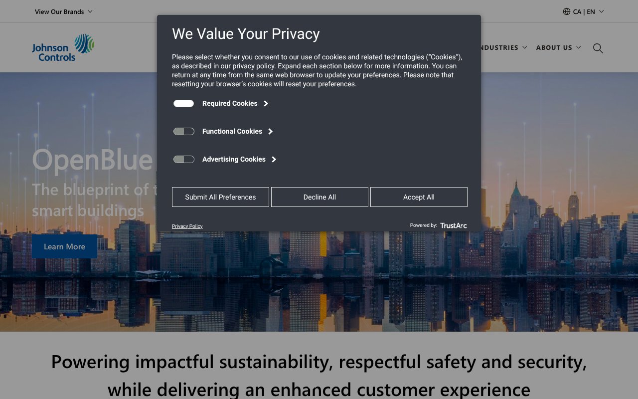 Screenshot of johnsoncontrols.ca