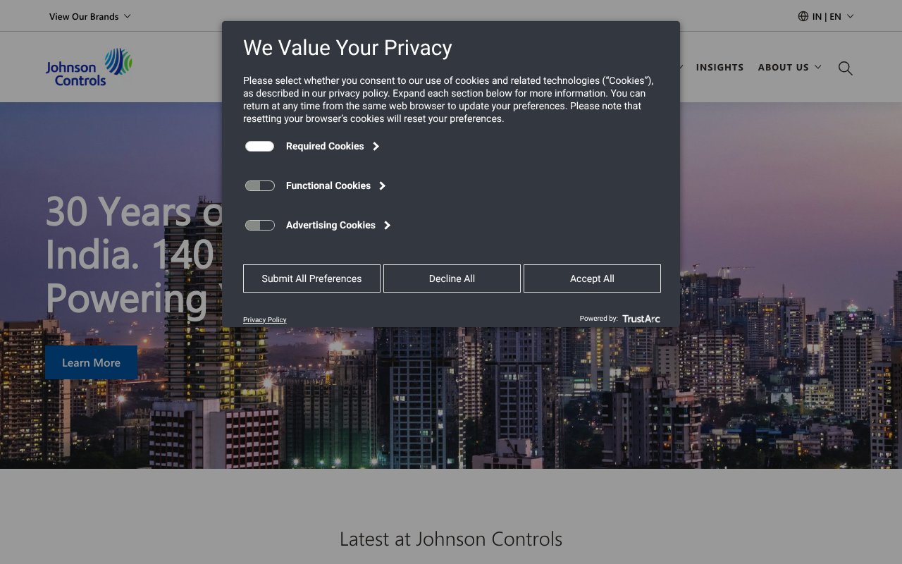 Screenshot of johnsoncontrols.in