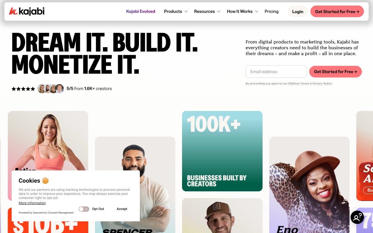 Screenshot of kajabi.com