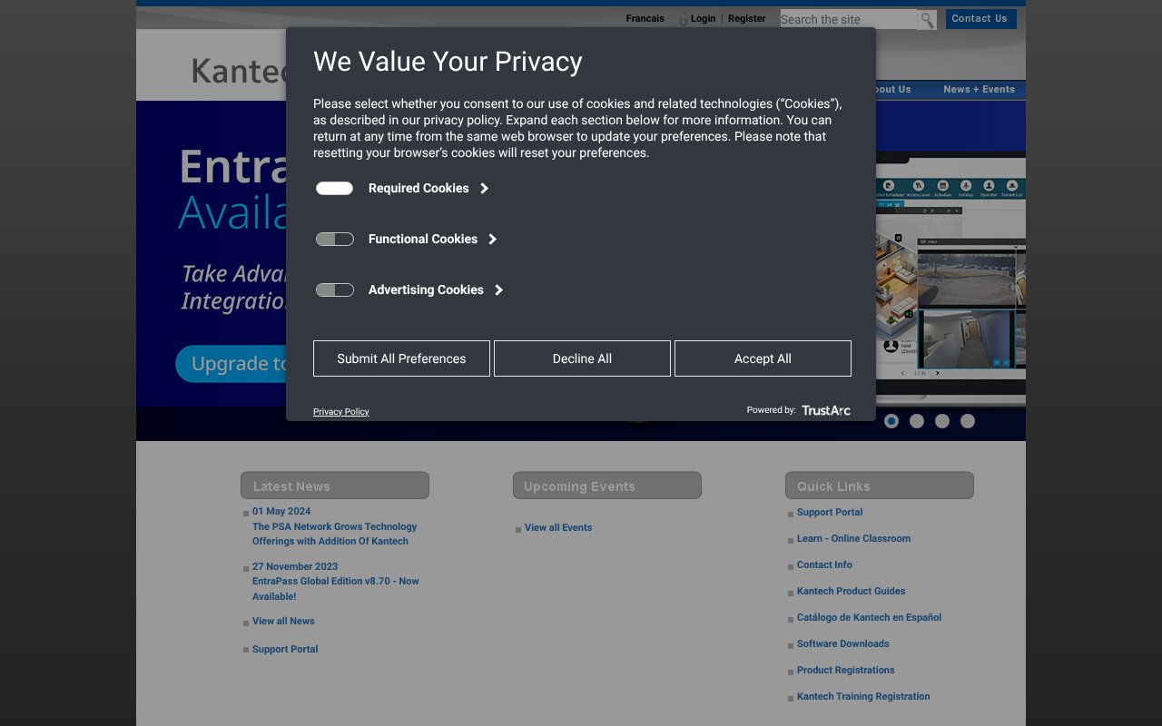 Screenshot of kantech.com