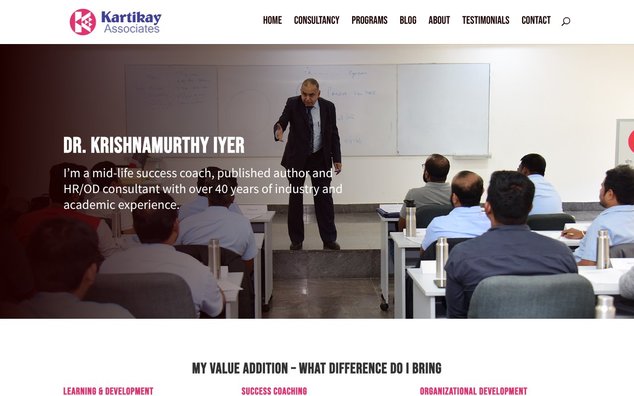 Screenshot of kartikayassociates.com