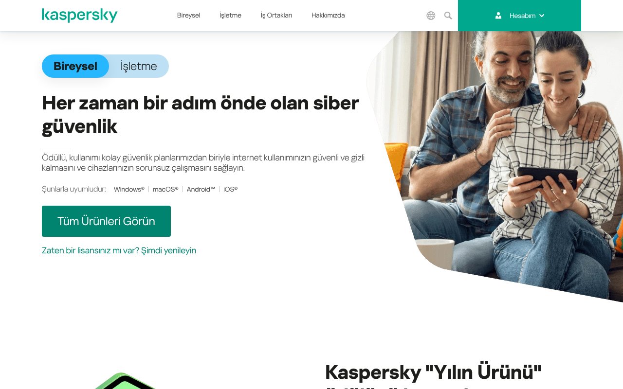 Screenshot of kaspersky.com.tr