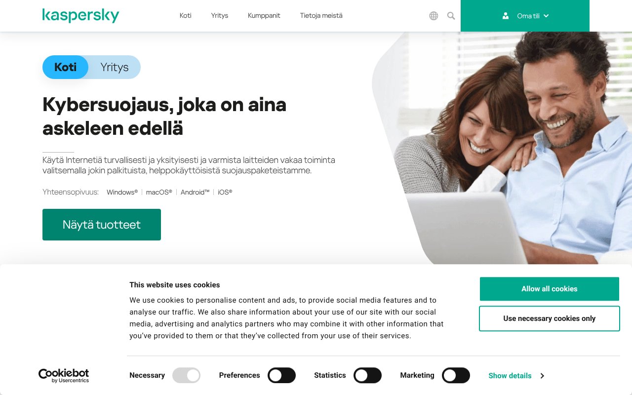 Screenshot of kaspersky.fi
