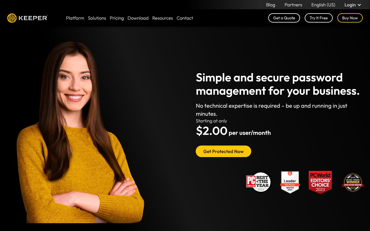 Screenshot of keepersecurity.com