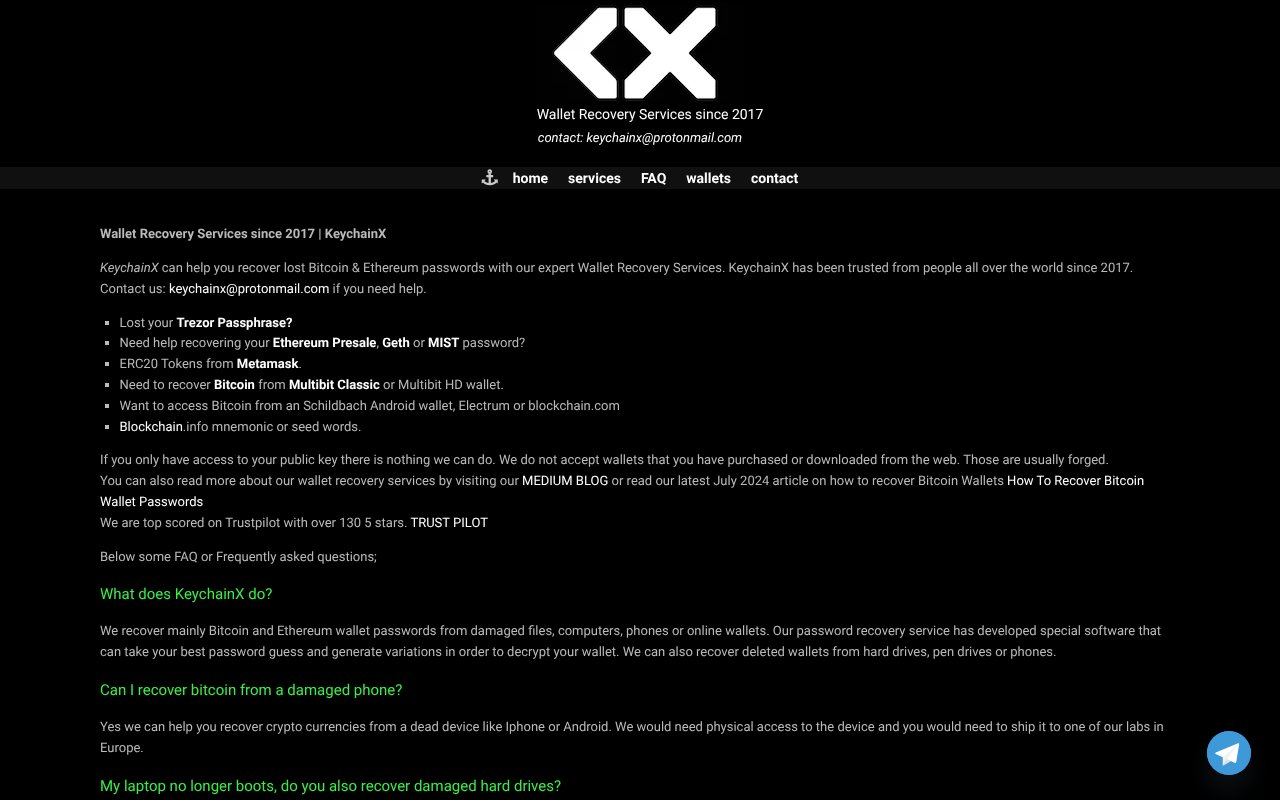 Screenshot of keychainx.io