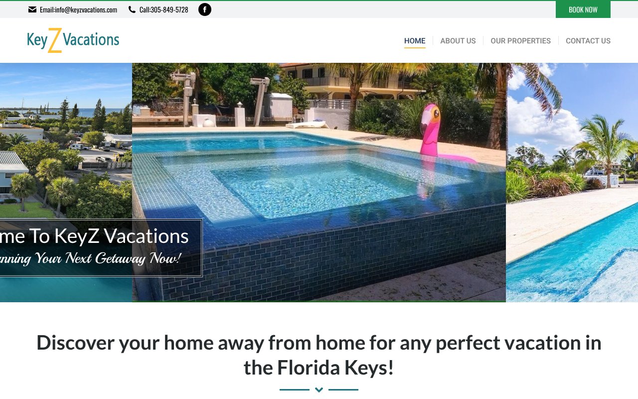 Screenshot of keyzvacations.com