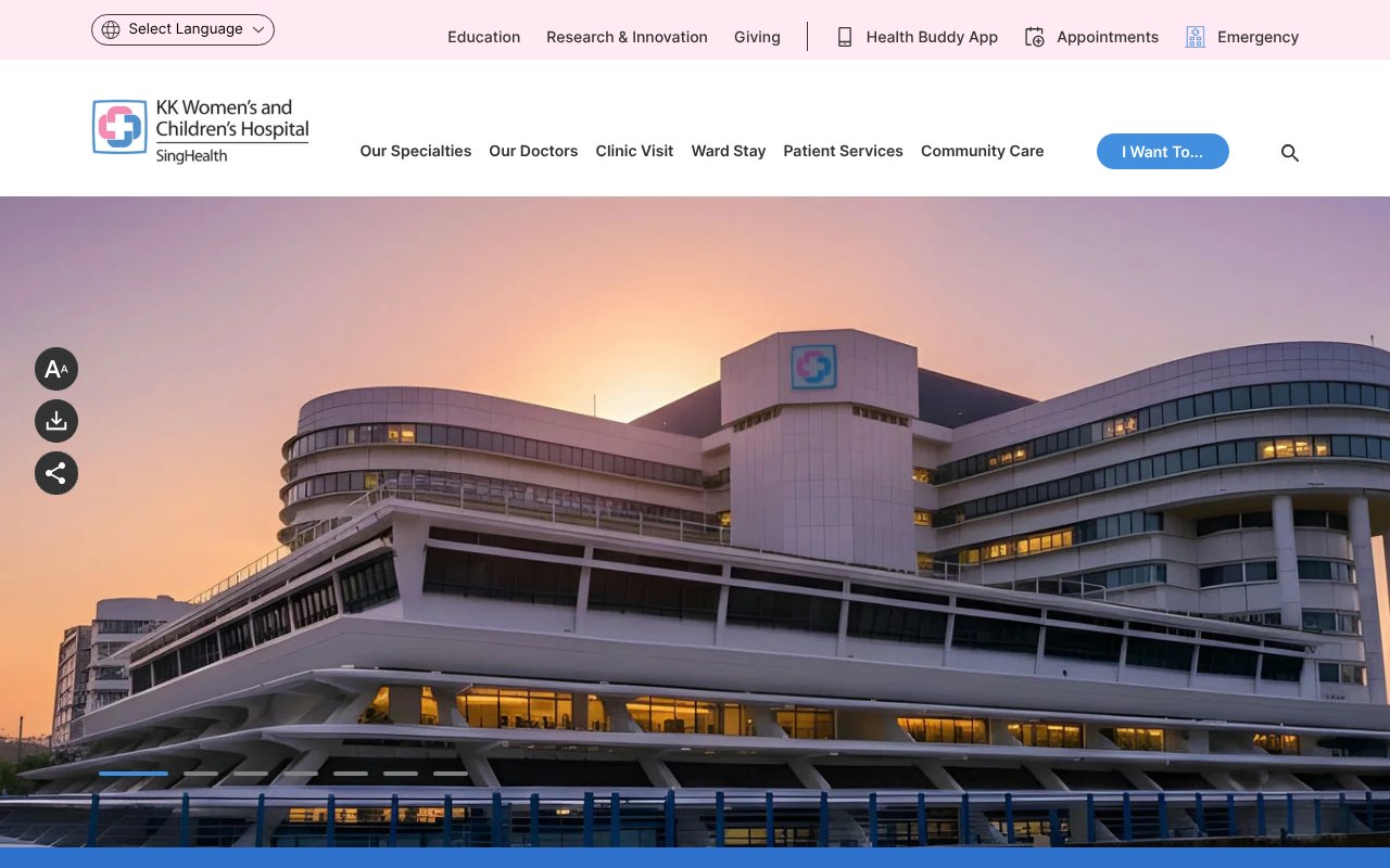 Screenshot of kkh.com.sg