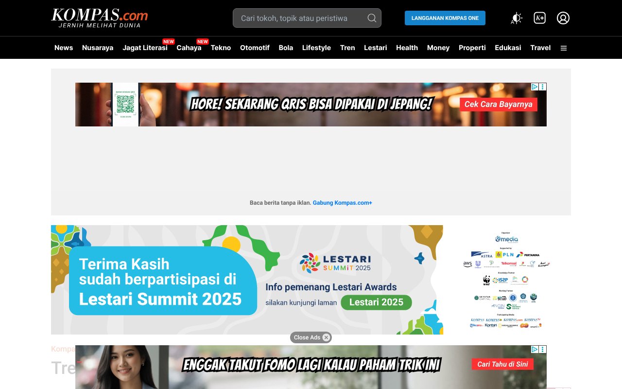 Screenshot of kompas.com
