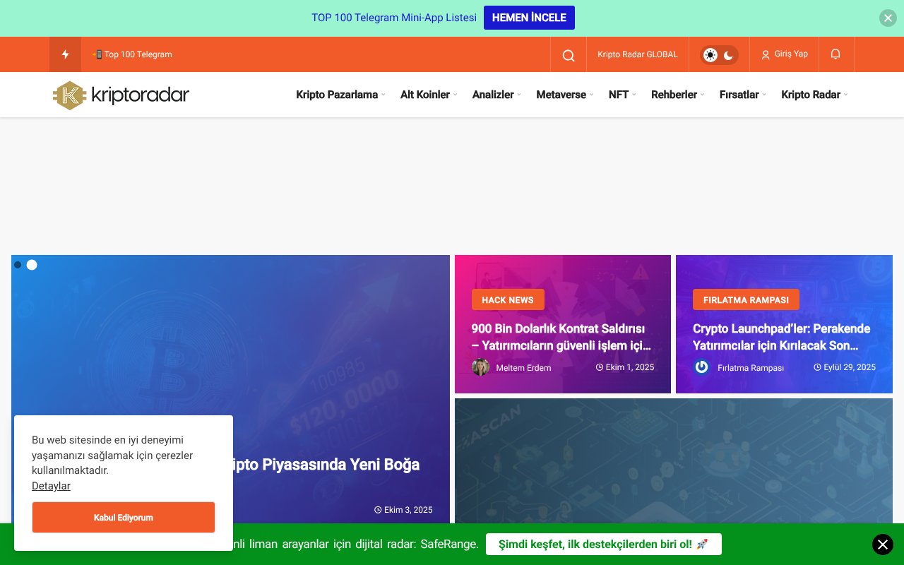 Screenshot of kriptoradar.com