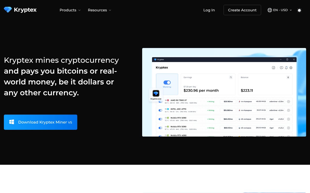 Screenshot of kryptex.com