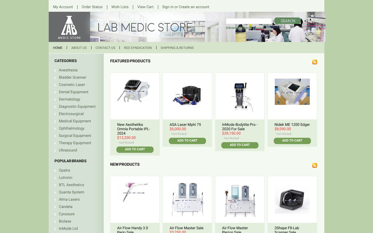Screenshot of labmedicstore.com