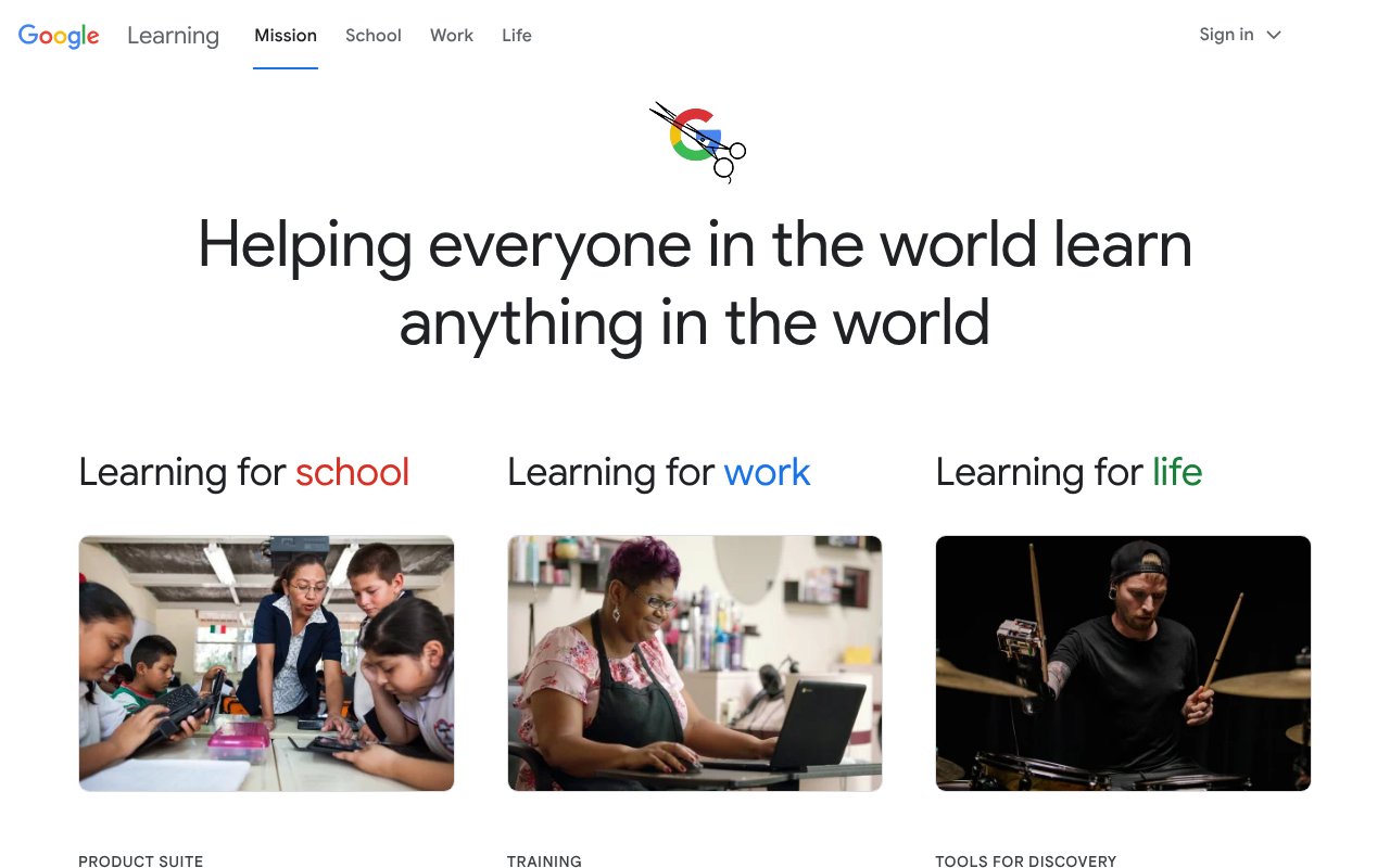 Screenshot of learning.google