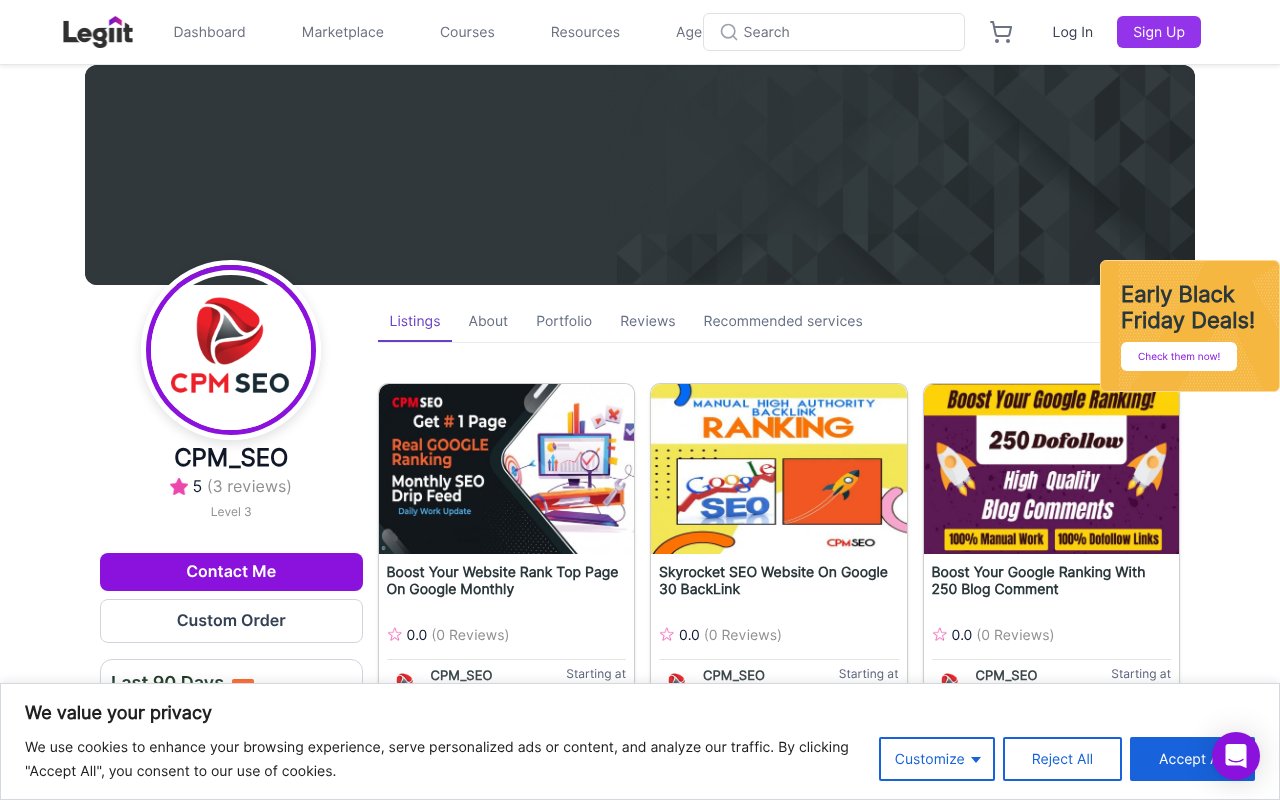 Screenshot of legiit.com