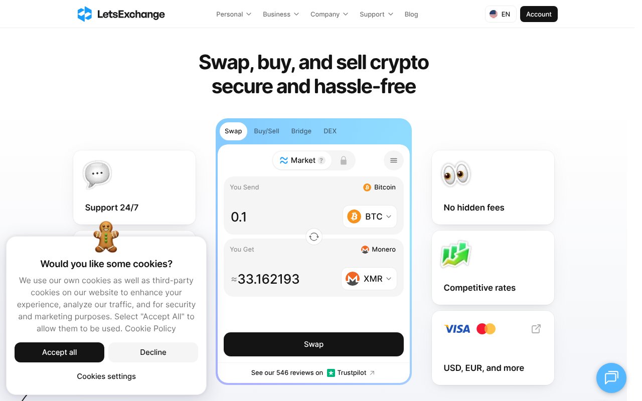 Screenshot of letsexchange.io