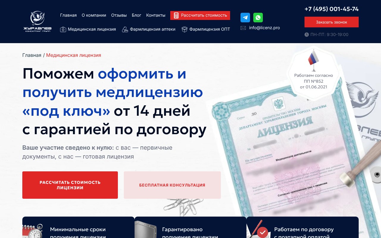 Screenshot of licenz.pro