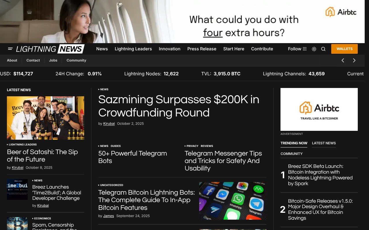 Screenshot of lightning.news