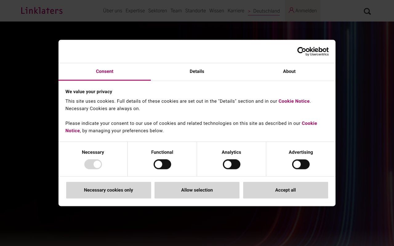 Screenshot of linklaters.de