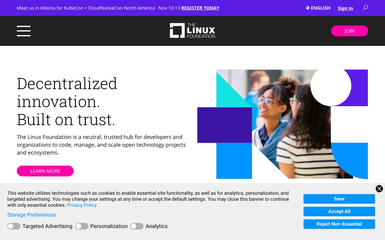 Screenshot of linuxfoundation.org